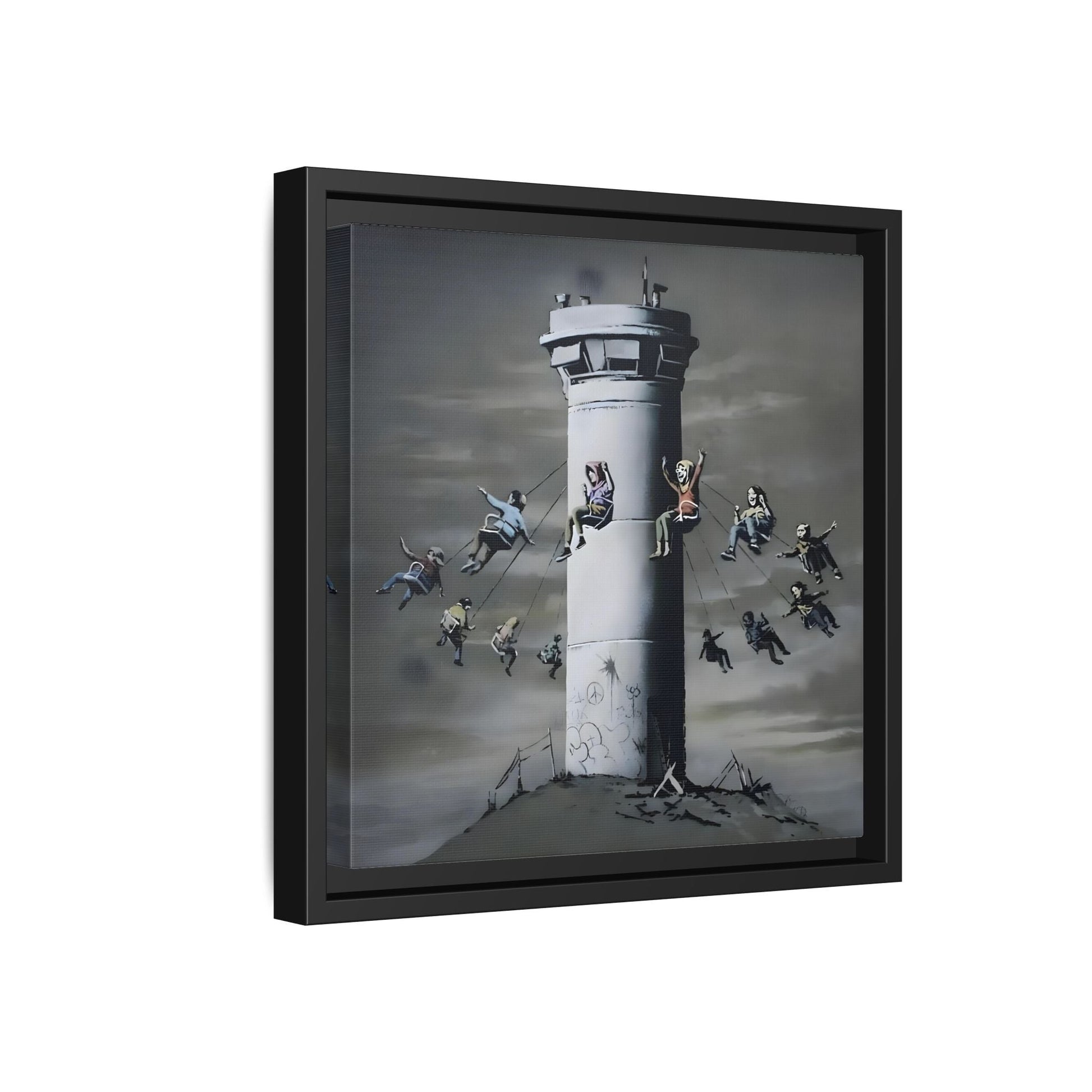 Whimsical Framed Canvas Print - Playful Banksy Wall Art Prints