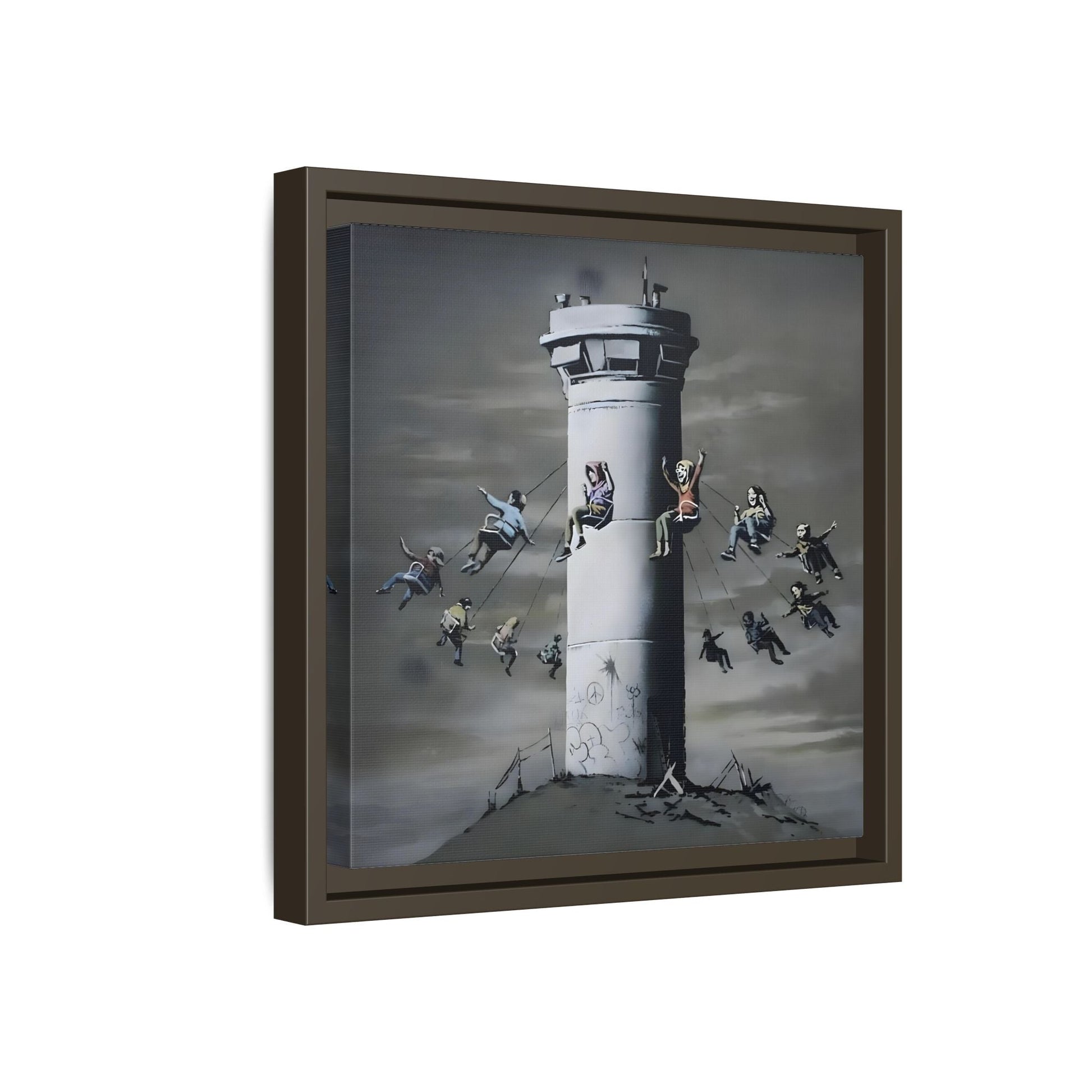 Whimsical Framed Canvas Print - Playful Banksy Wall Art Prints
