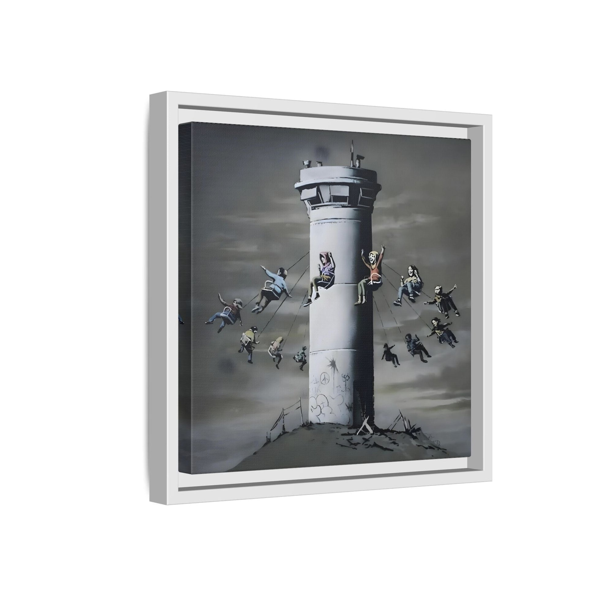 Whimsical Framed Canvas Print - Playful Banksy Wall Art Prints