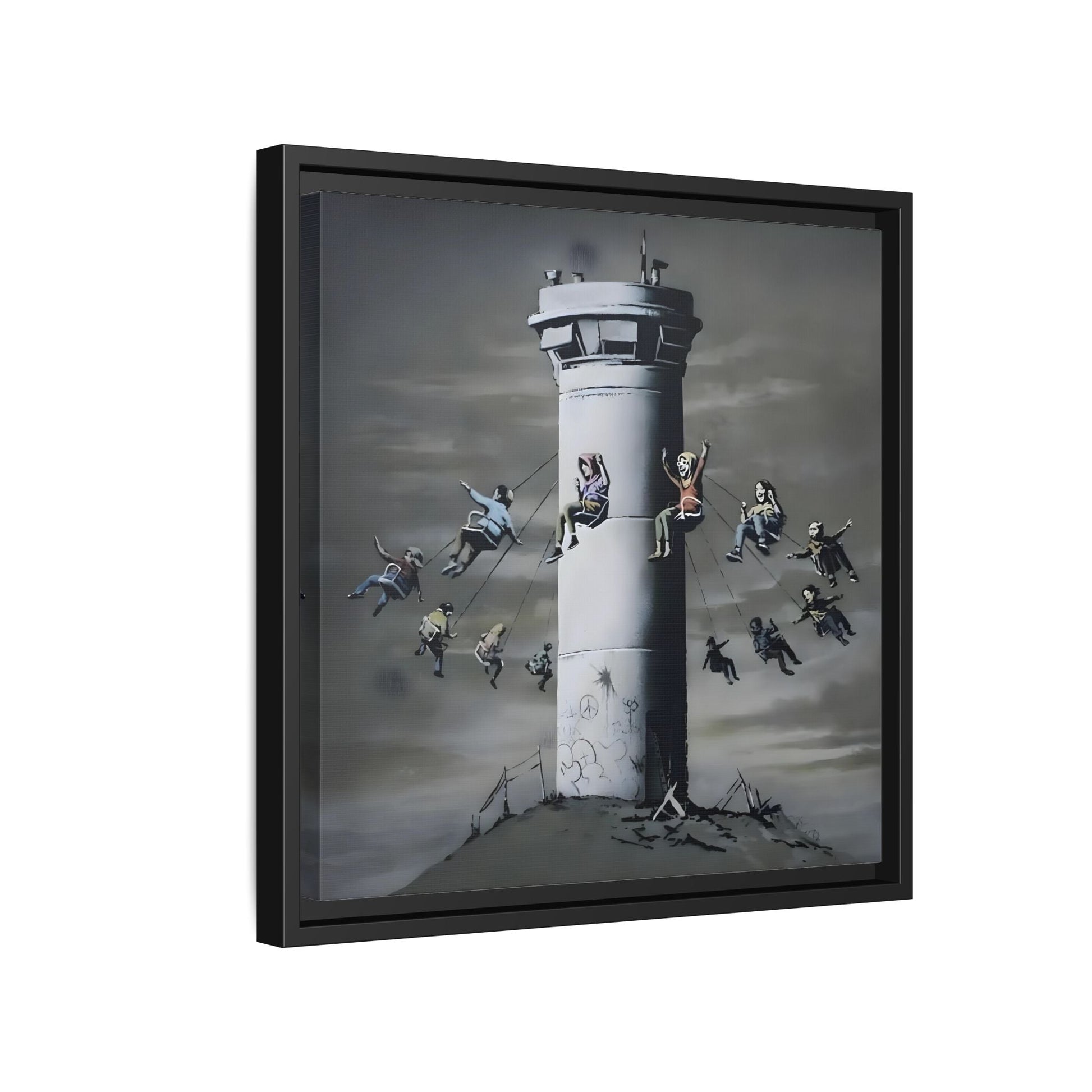Whimsical Framed Canvas Print - Playful Banksy Wall Art Prints