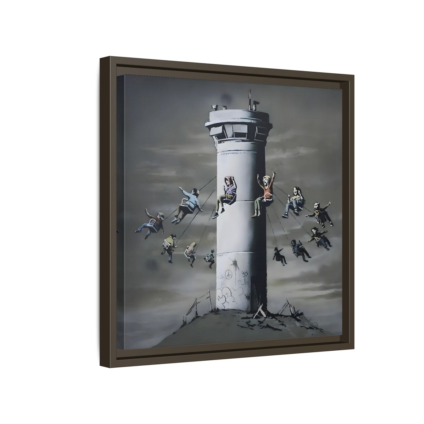 Whimsical Framed Canvas Print - Playful Banksy Wall Art Prints
