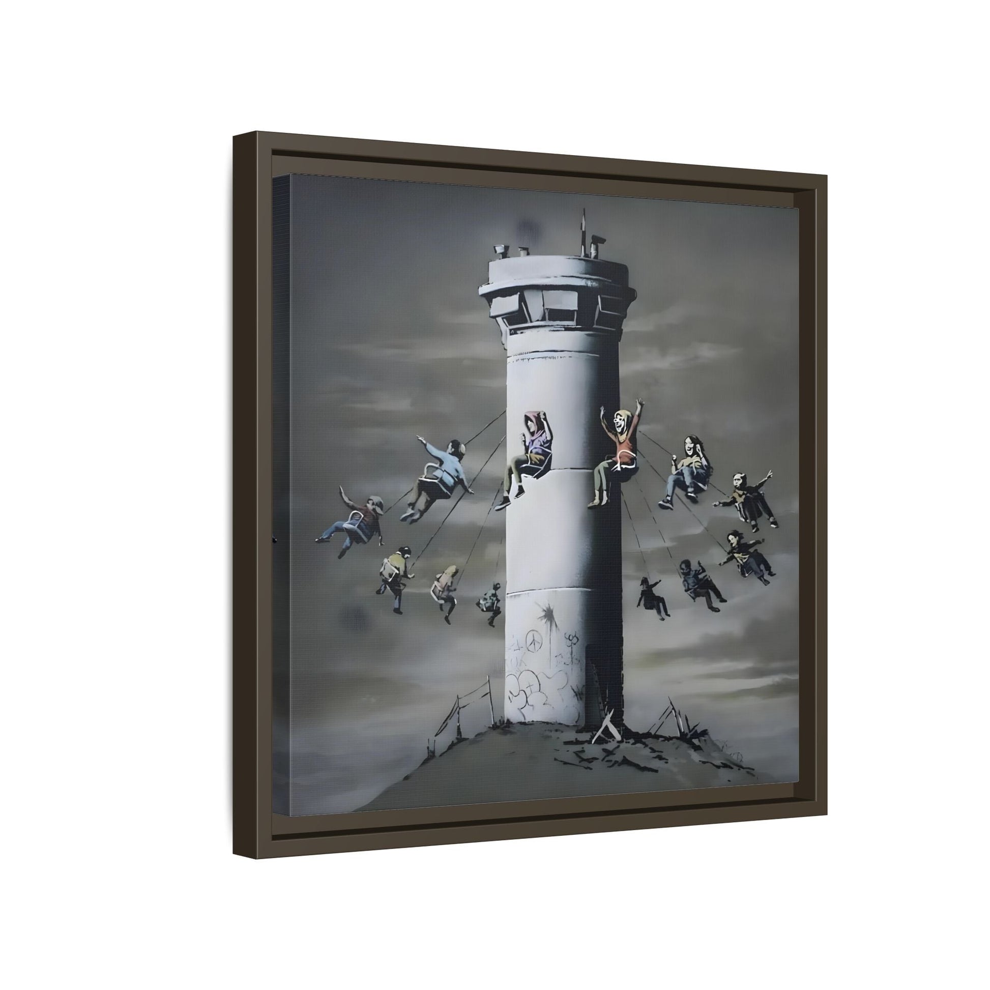 Whimsical Framed Canvas Print - Playful Banksy Wall Art Prints
