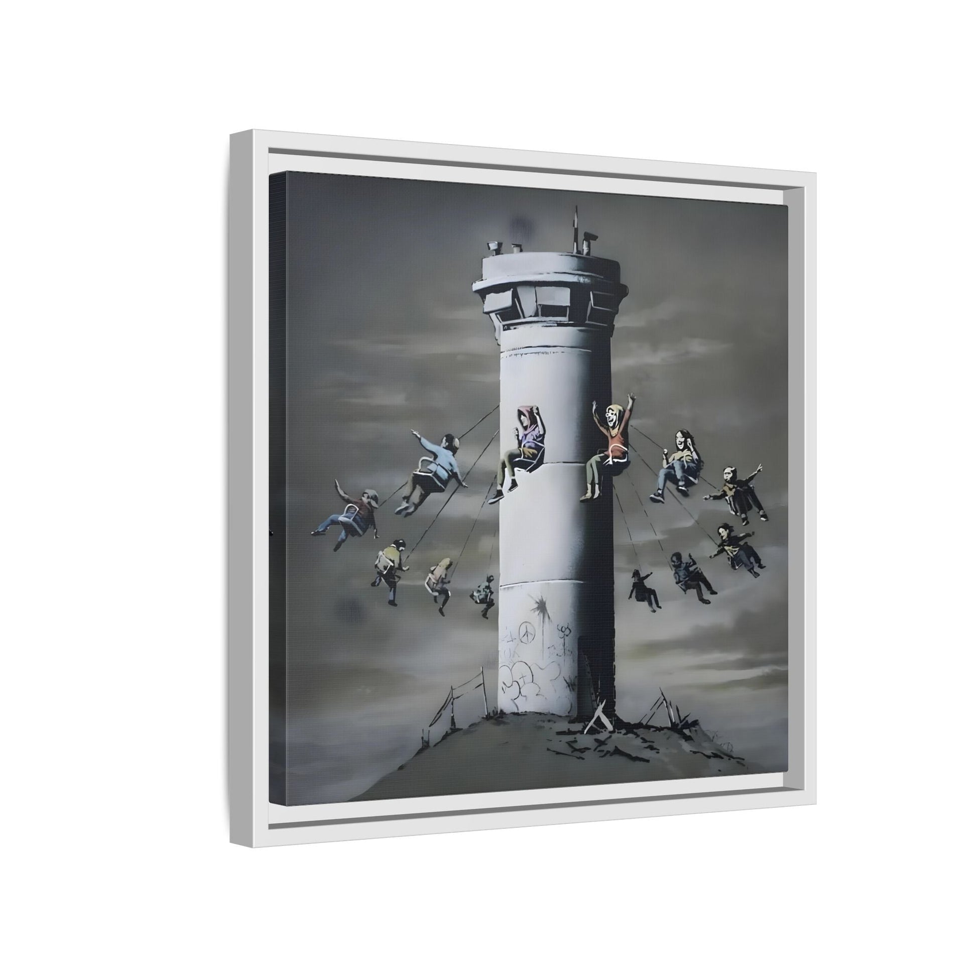 Whimsical Framed Canvas Print - Playful Banksy Wall Art Prints