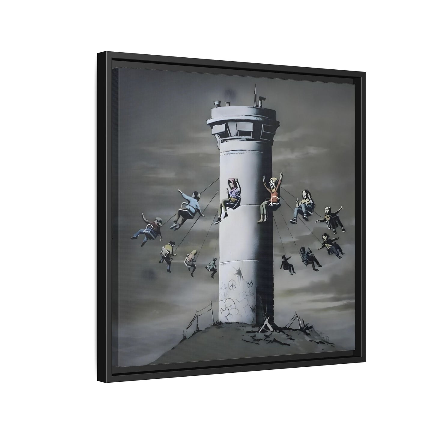 Whimsical Framed Canvas Print - Playful Banksy Wall Art Prints