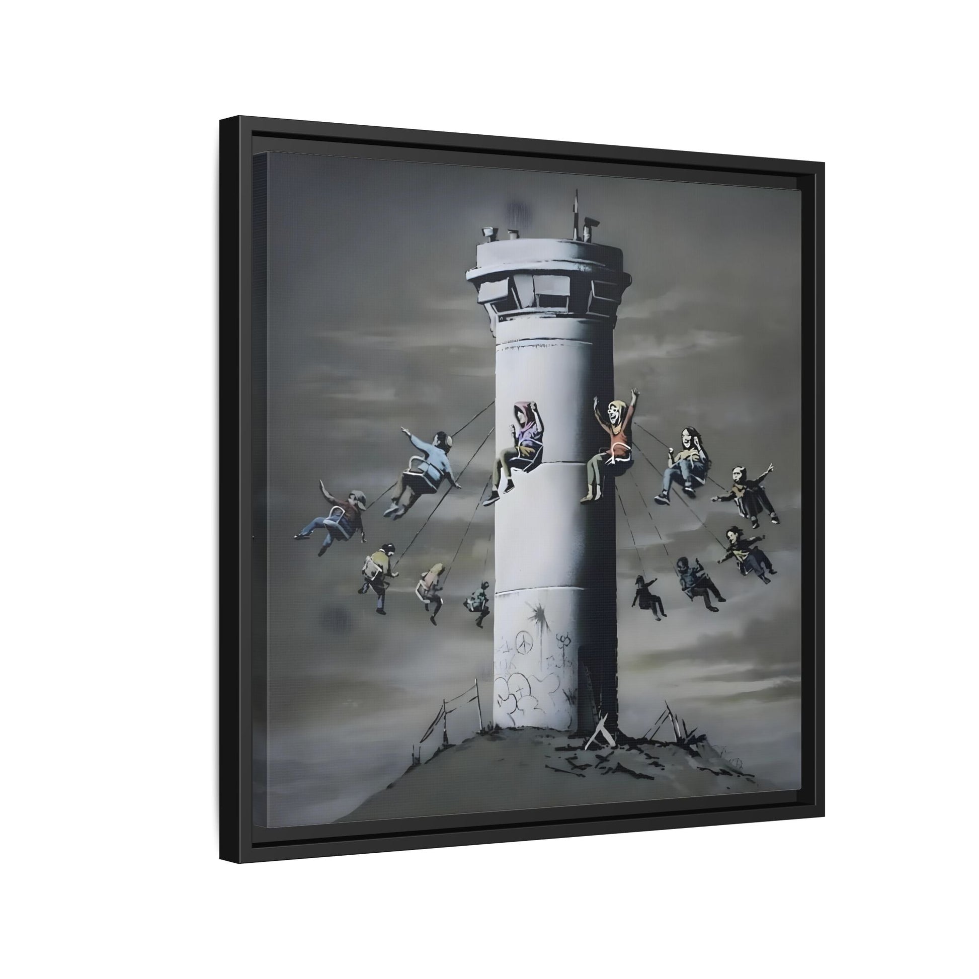 Whimsical Framed Canvas Print - Playful Banksy Wall Art Prints