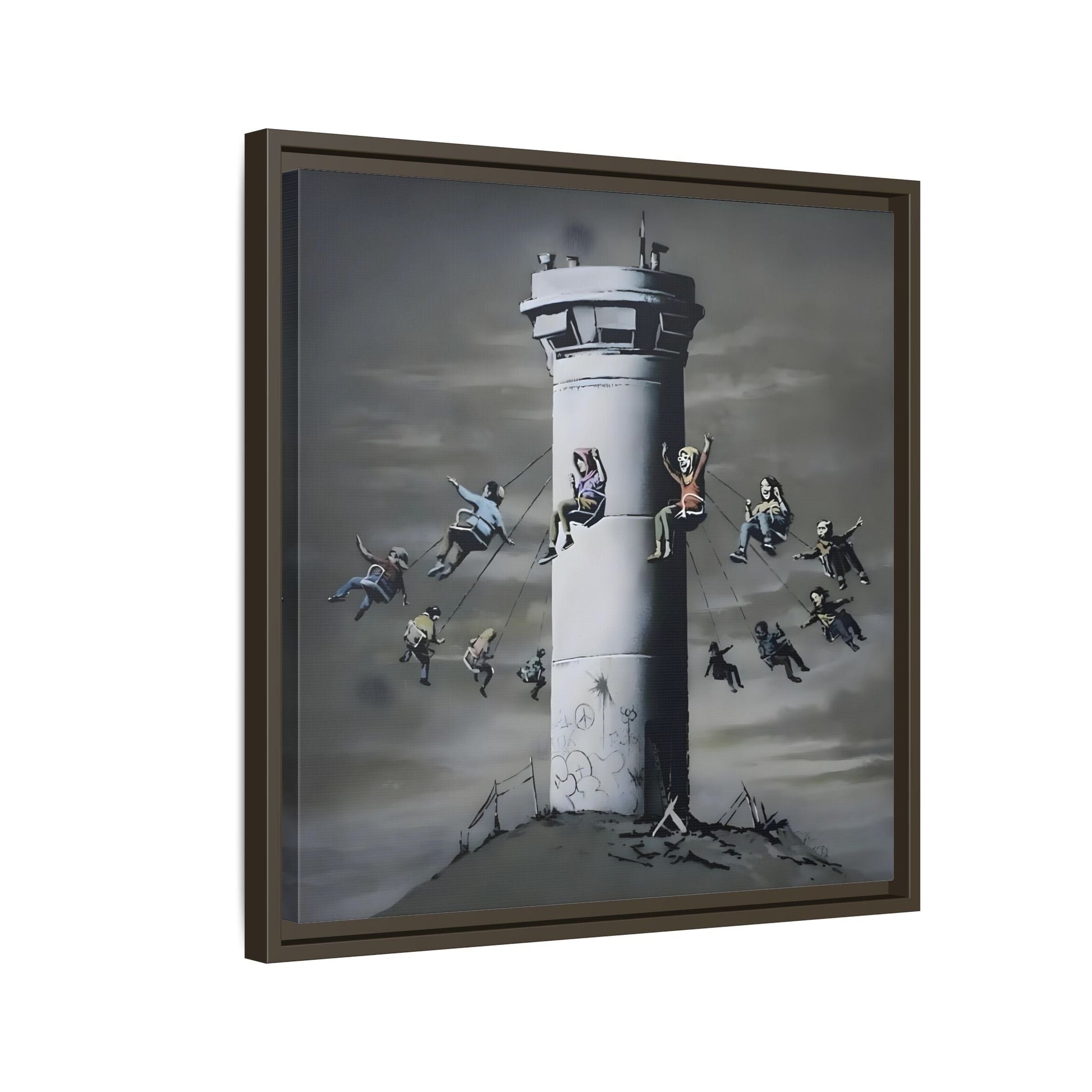 Whimsical Framed Canvas Print - Playful Banksy Wall Art Prints