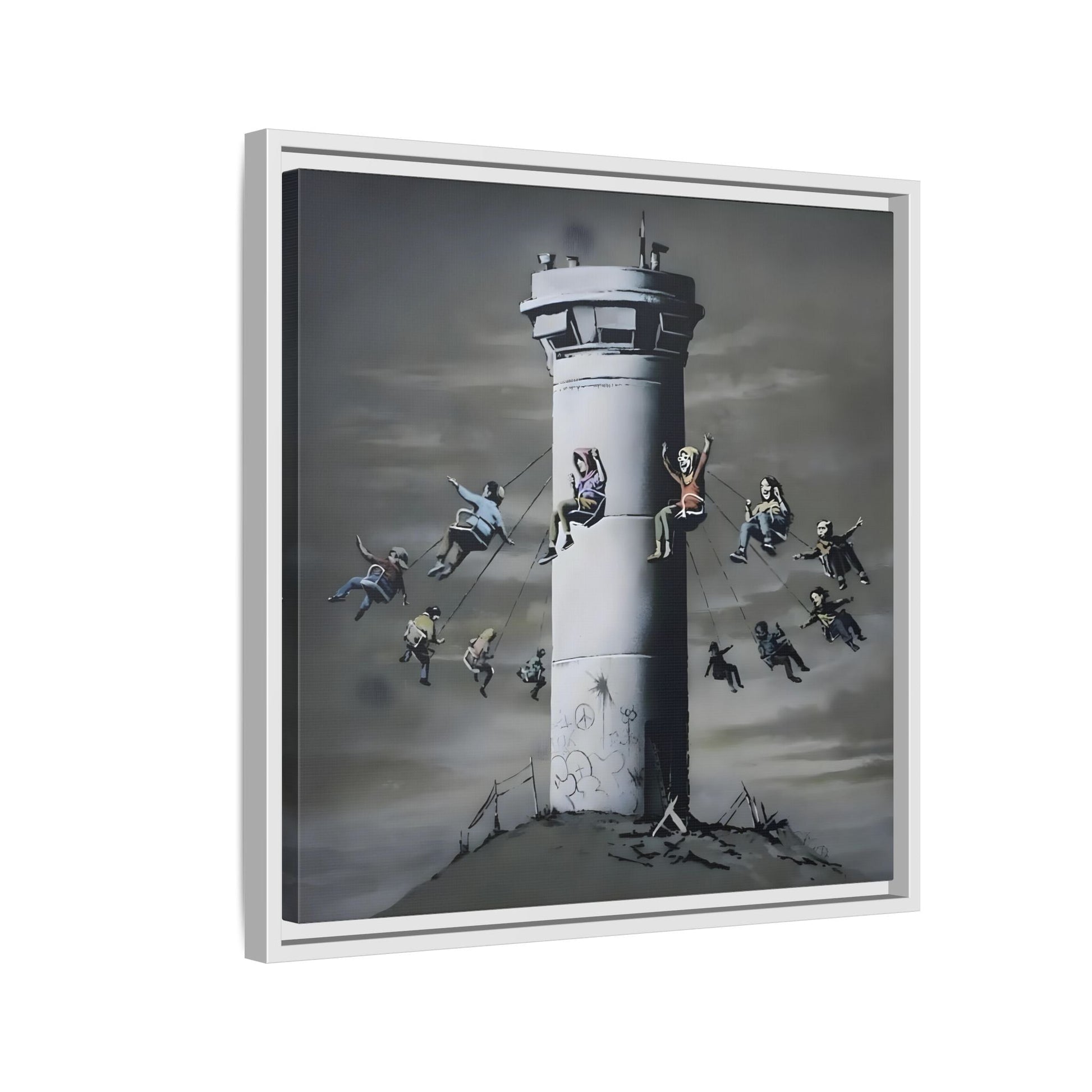 Whimsical Framed Canvas Print - Playful Banksy Wall Art Prints