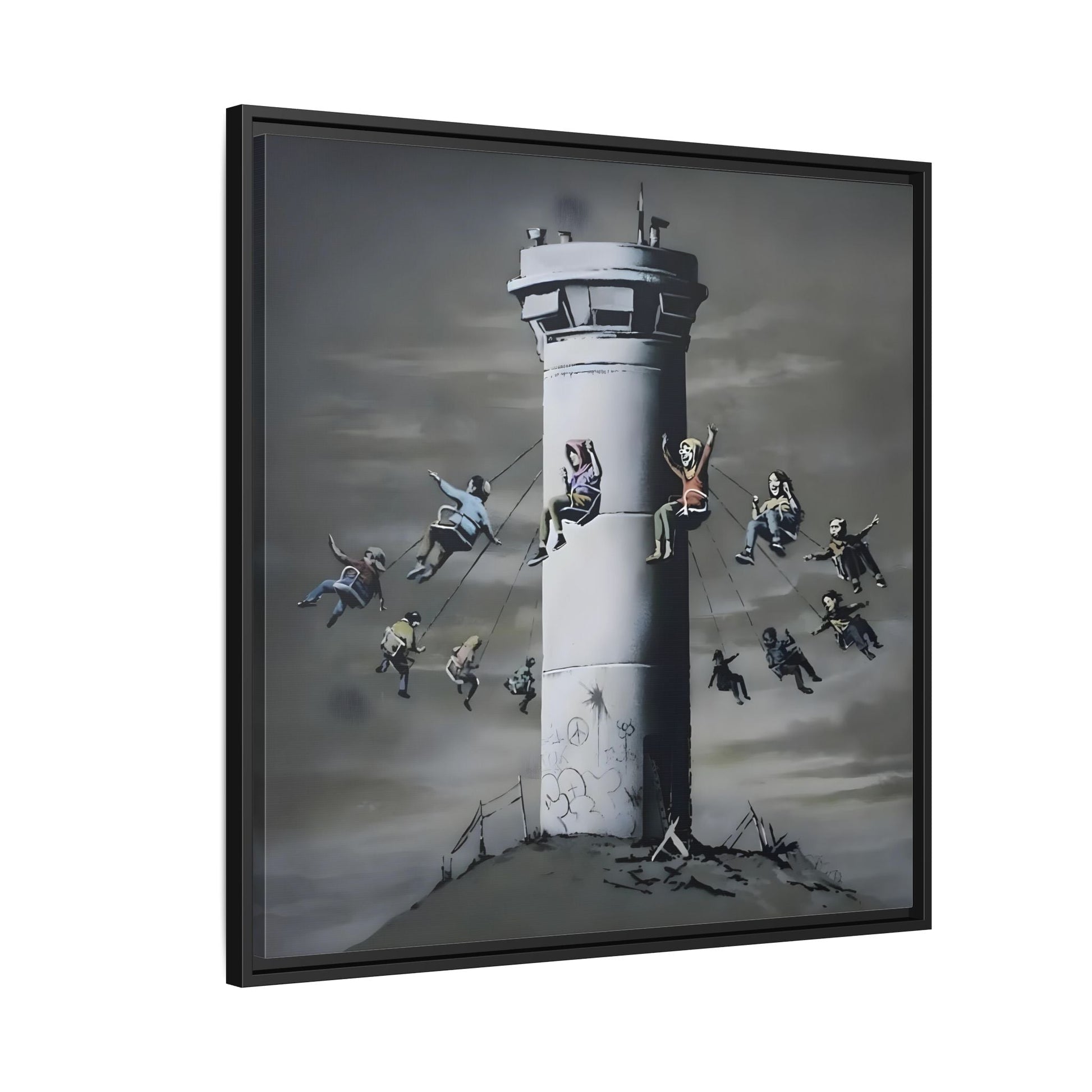 Whimsical Framed Canvas Print - Playful Banksy Wall Art Prints