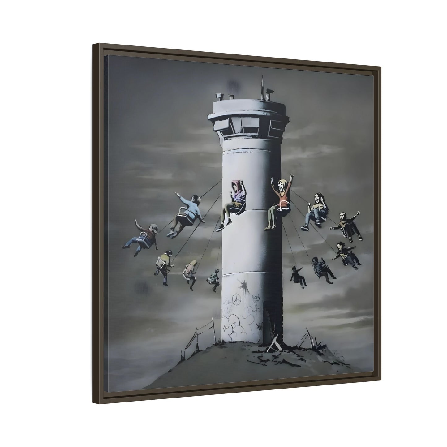 Whimsical Framed Canvas Print - Playful Banksy Wall Art Prints
