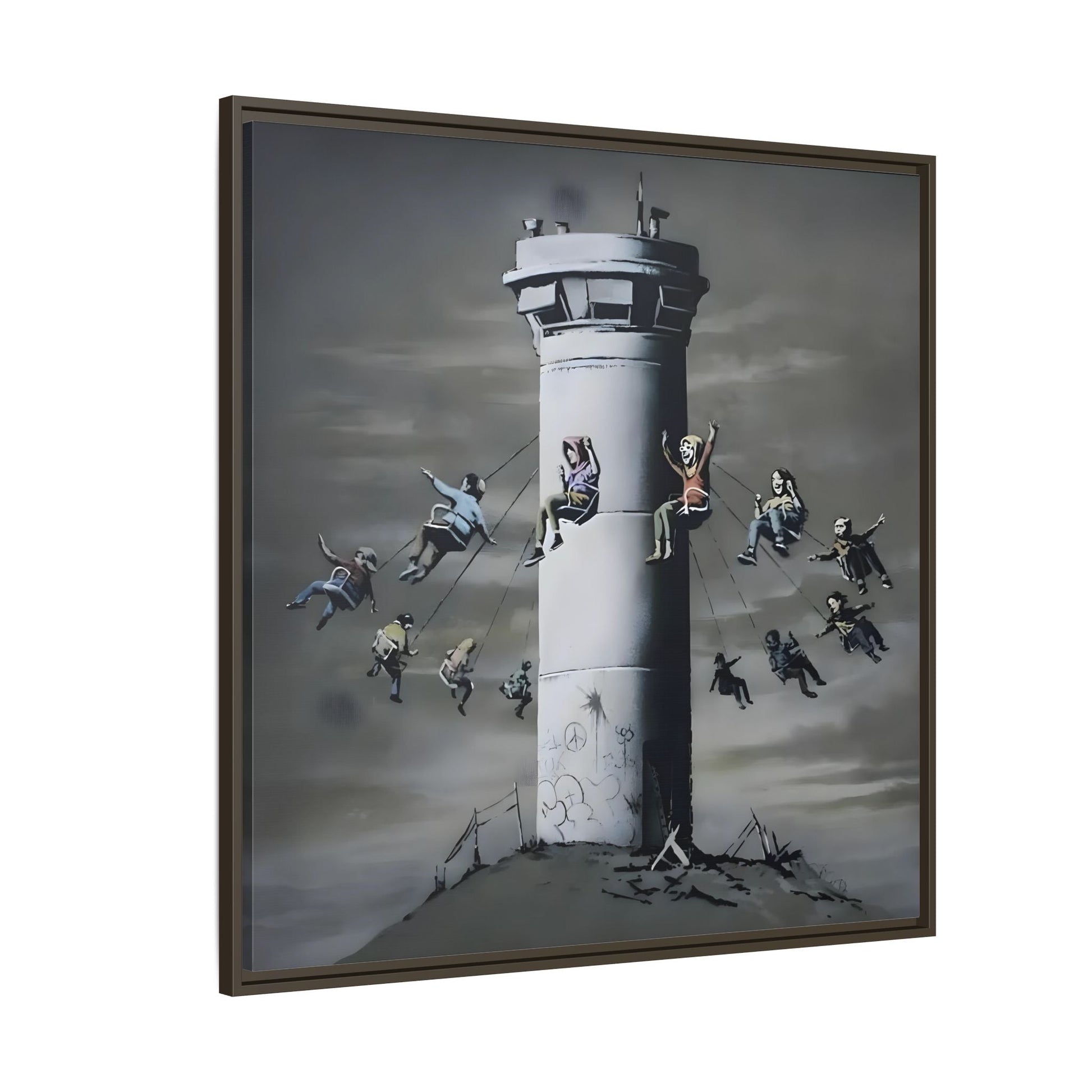 Whimsical Framed Canvas Print - Playful Banksy Wall Art Prints