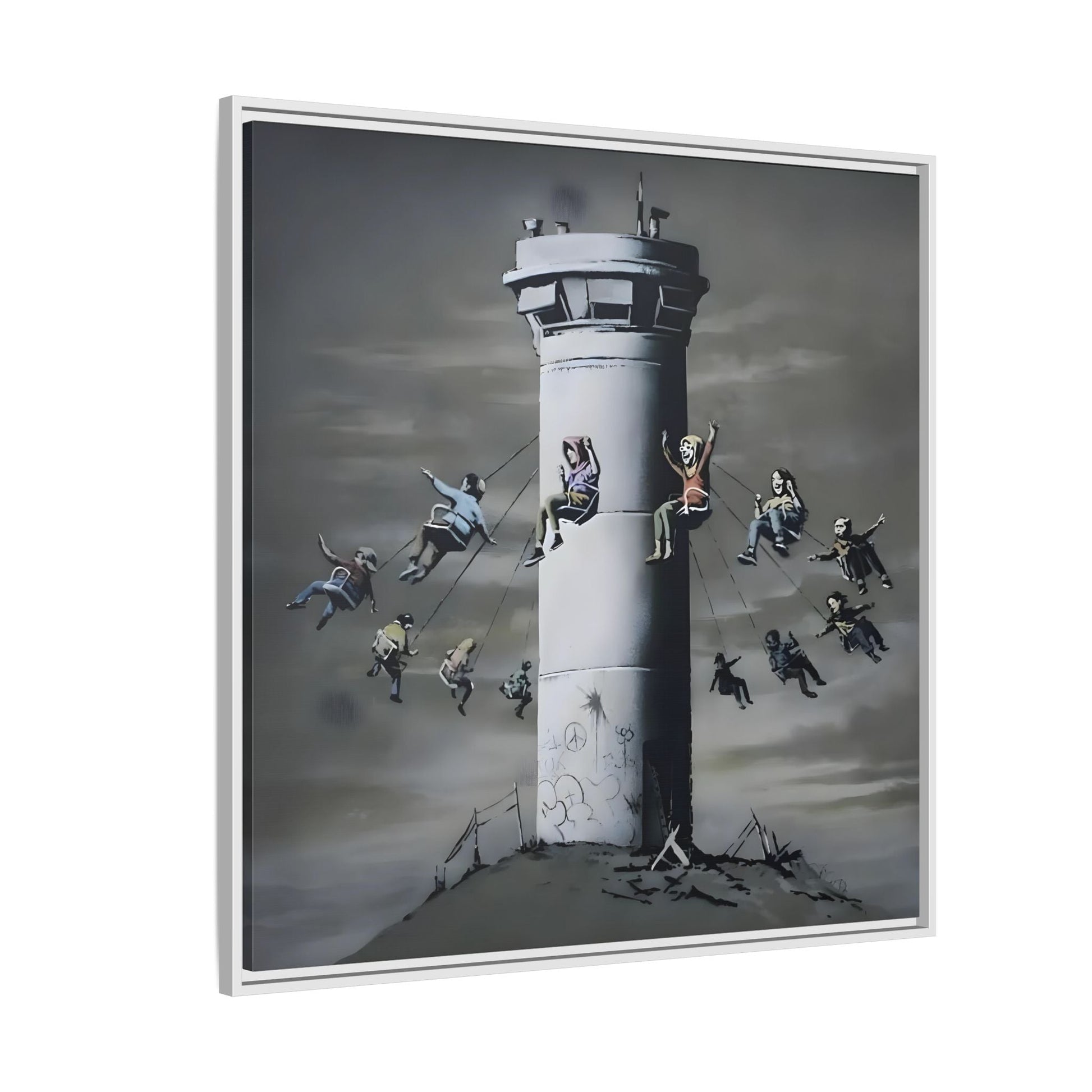 Whimsical Framed Canvas Print - Playful Banksy Wall Art Prints
