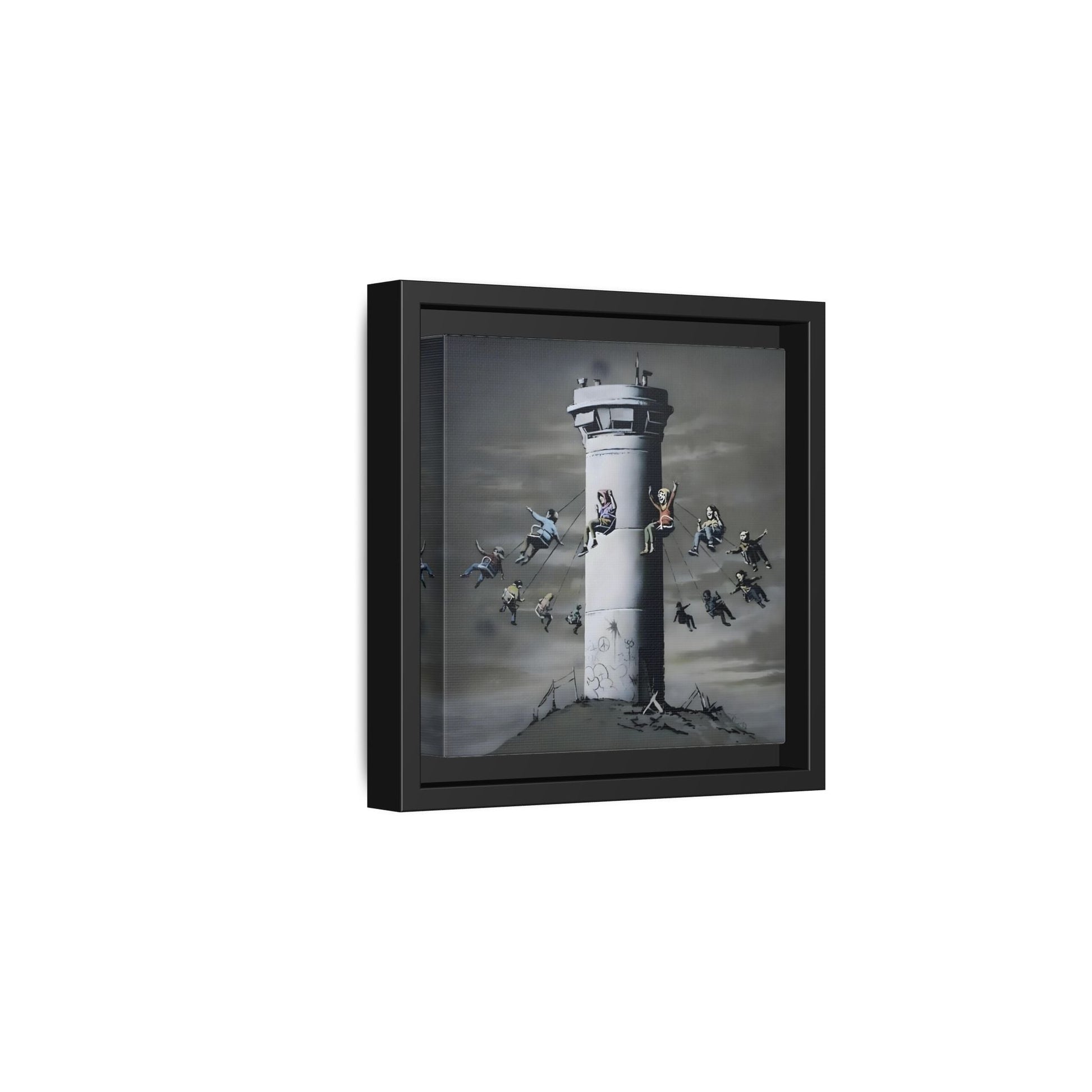 Whimsical Framed Canvas Print - Playful Banksy Wall Art Prints