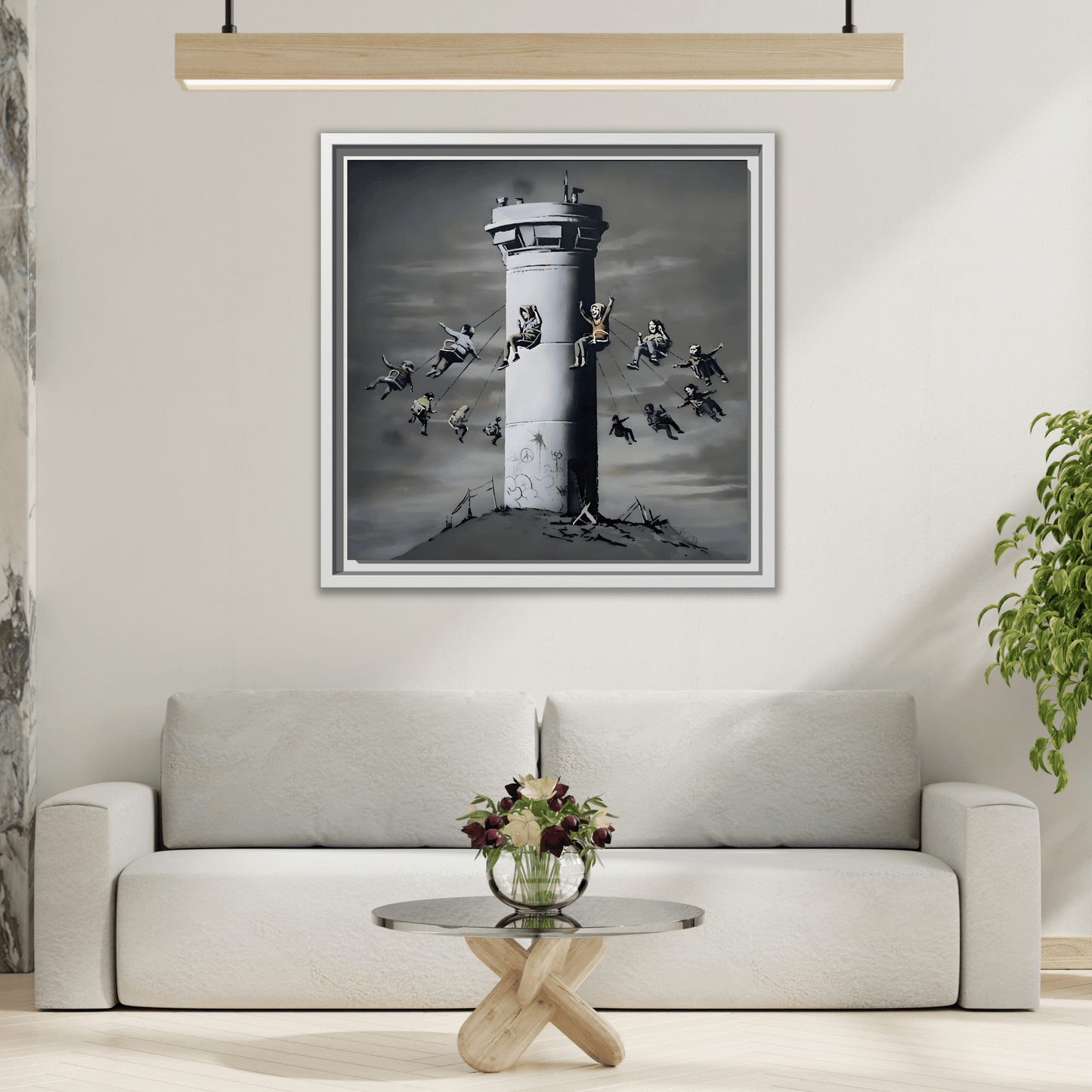 Whimsical Framed Canvas Print - Playful Banksy Wall Art Prints
