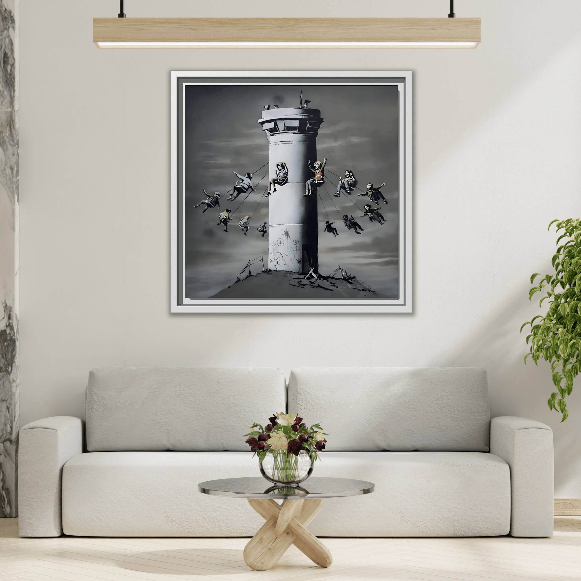 Whimsical Framed Canvas Print - Playful Banksy Wall Art Prints
