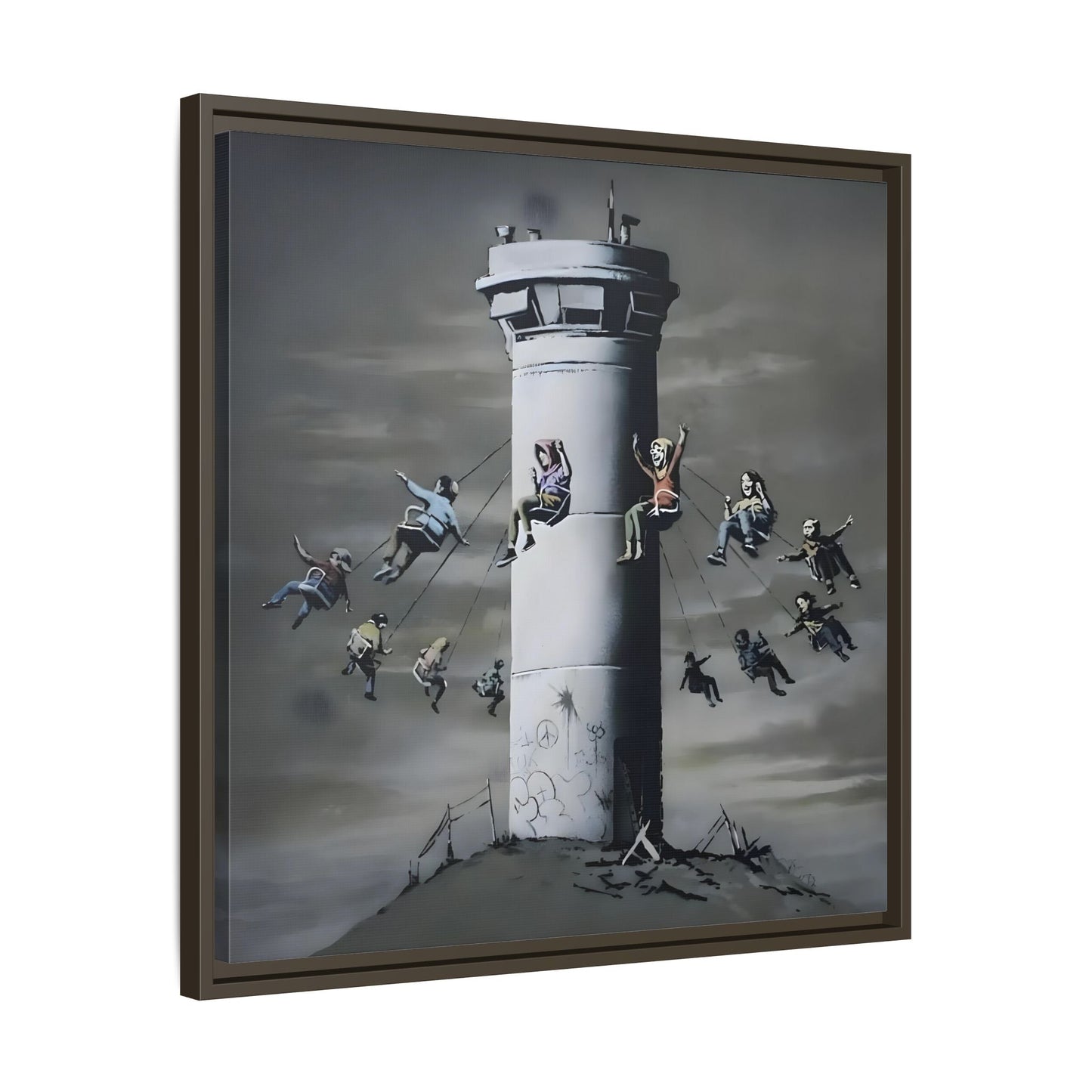 Whimsical Framed Canvas Print - Playful Banksy Wall Art Prints