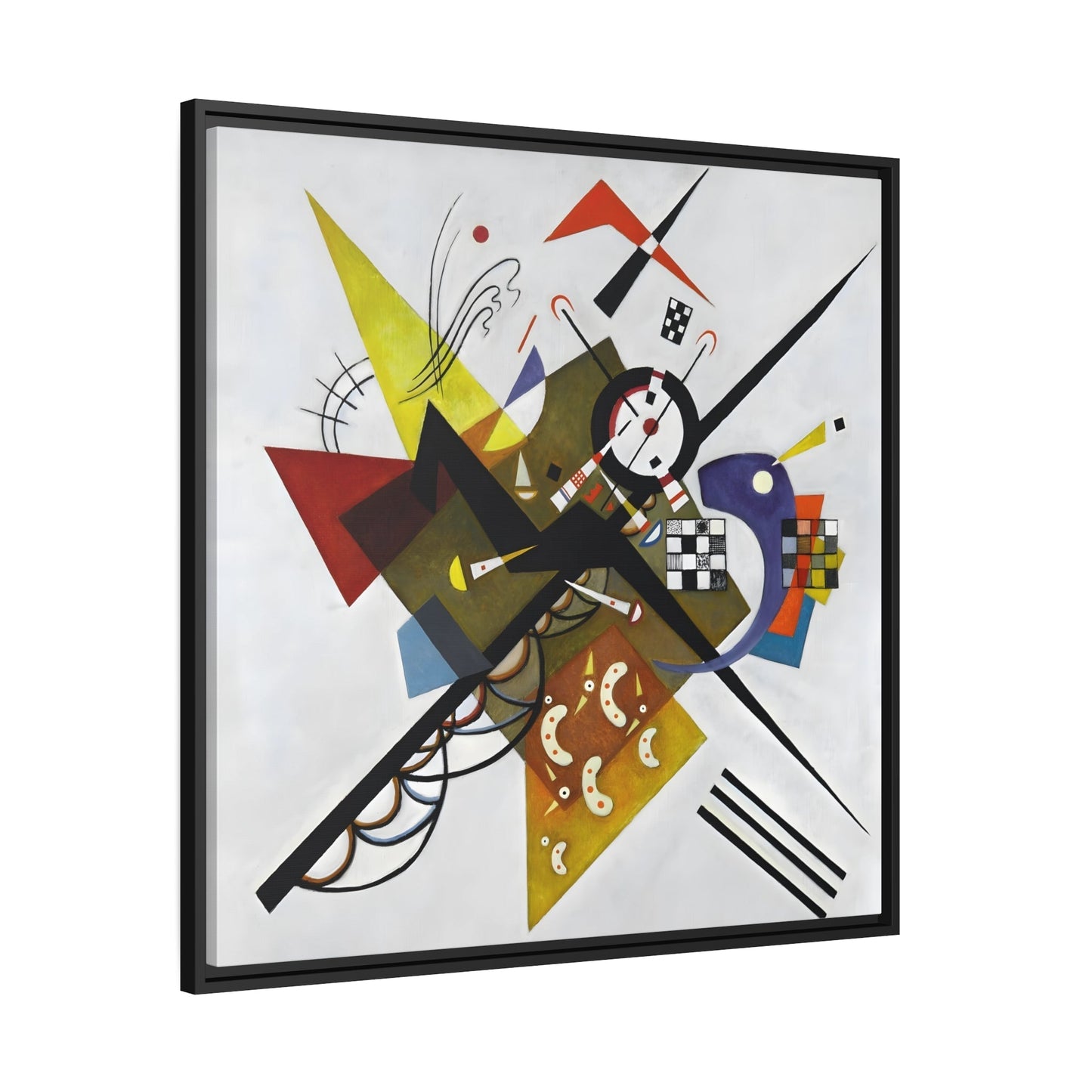 White II 1923 Canvas Wall Art Print - Abstract Square Kandinsky Framed Prints in Frame