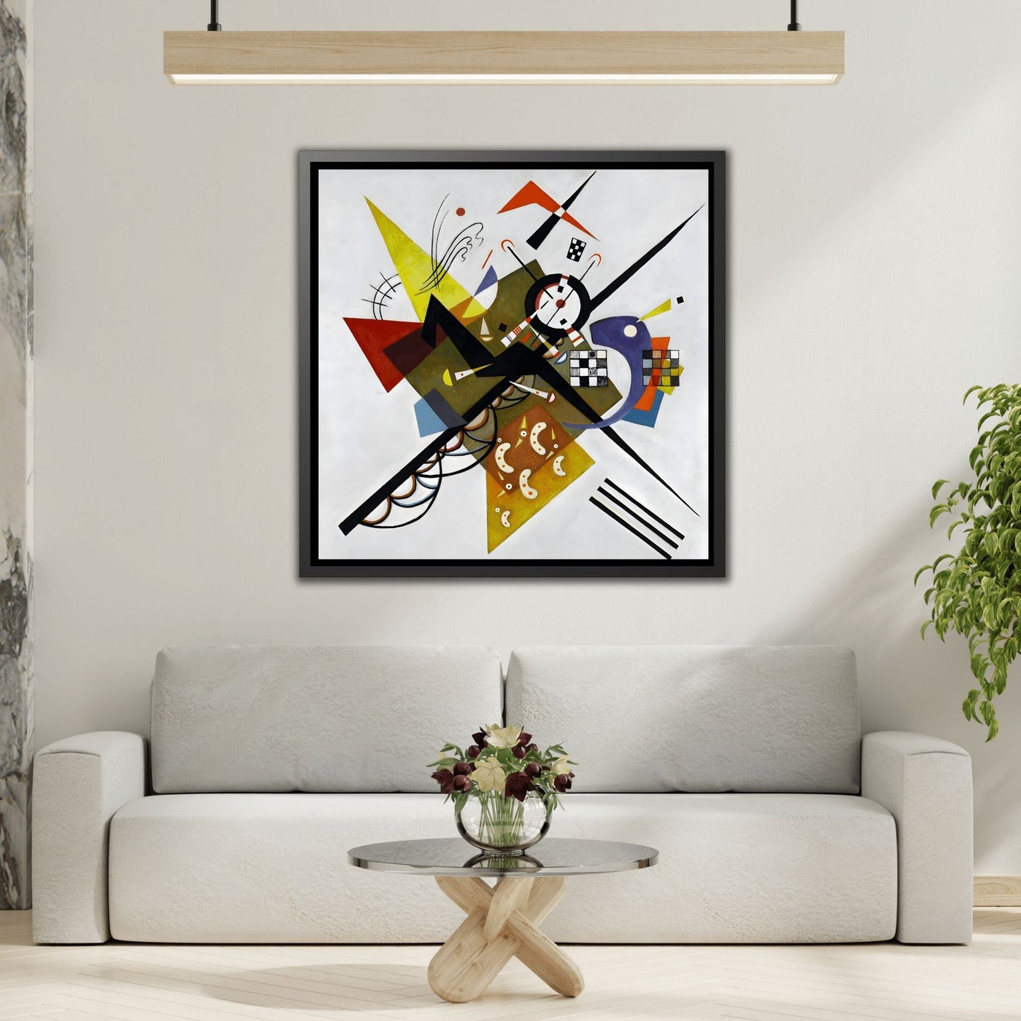 White II 1923 Canvas Wall Art Print - Abstract Square Kandinsky Framed Prints in Frame