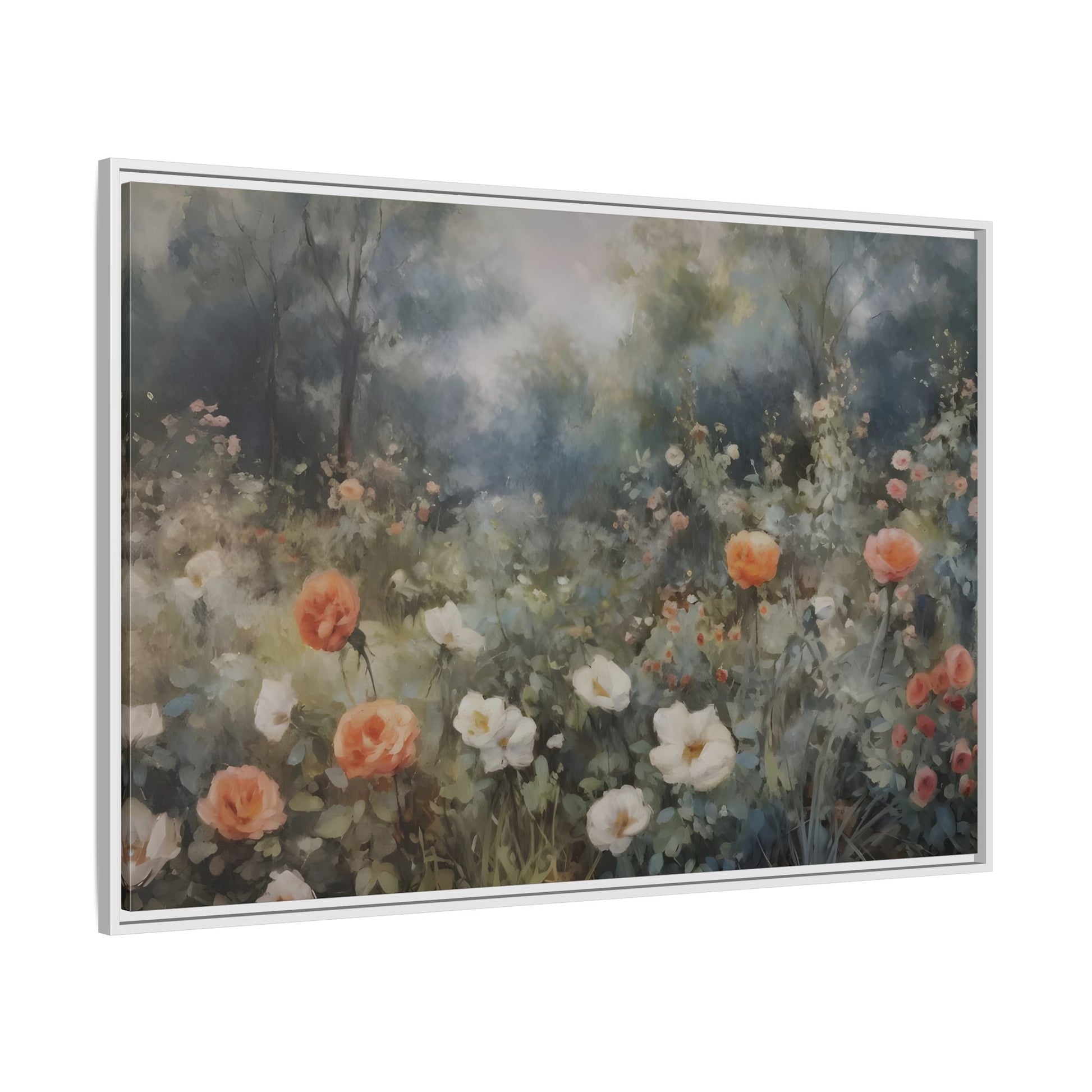 Wildflower Field Wall Art Canvas Print, Nature Framed Large Floral Prints