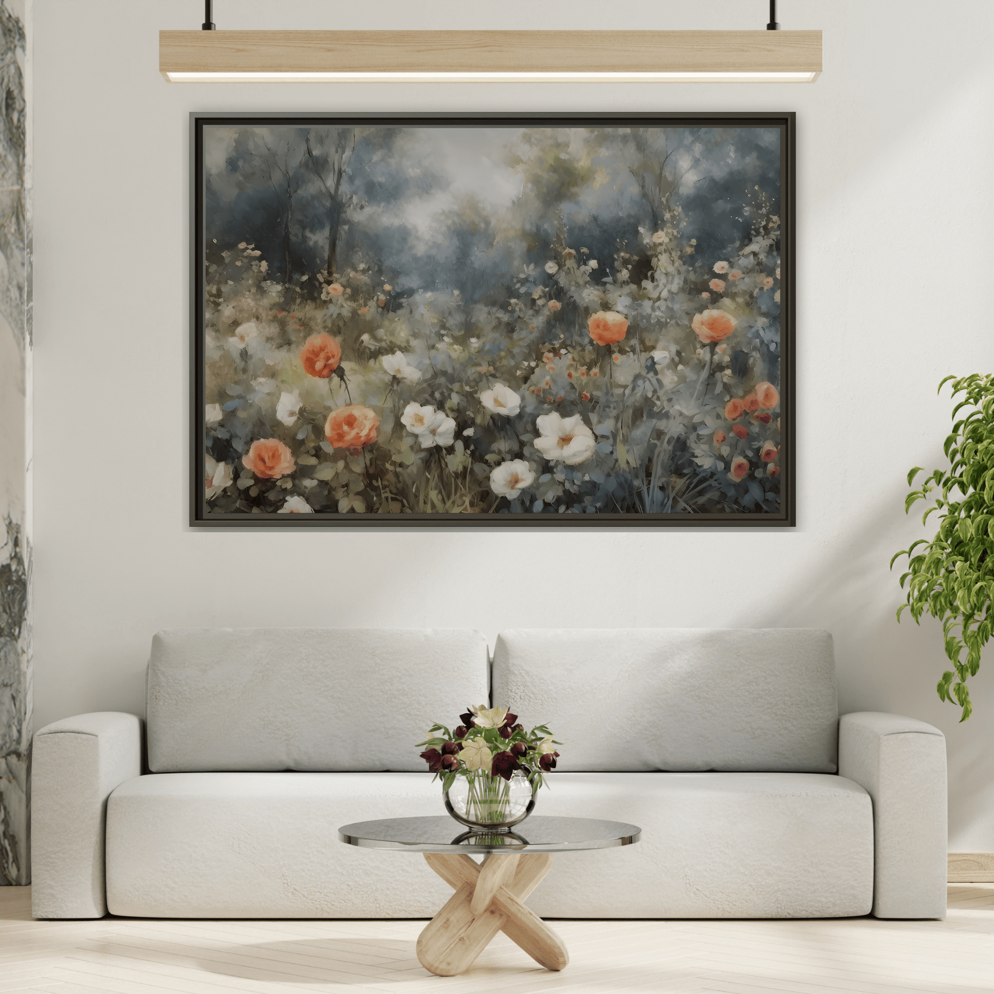 Wildflower Field Wall Art Canvas Print, Nature Framed Large Floral Prints