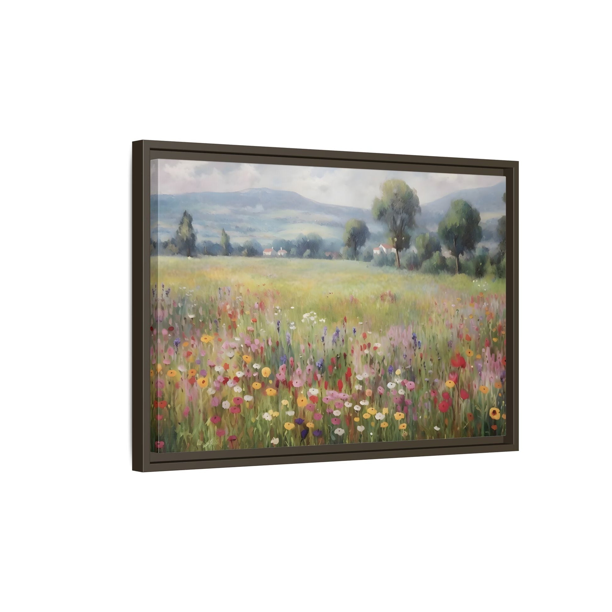 Wildflower Nature Framed Large Canvas Print, Floral Landscape Wall Art