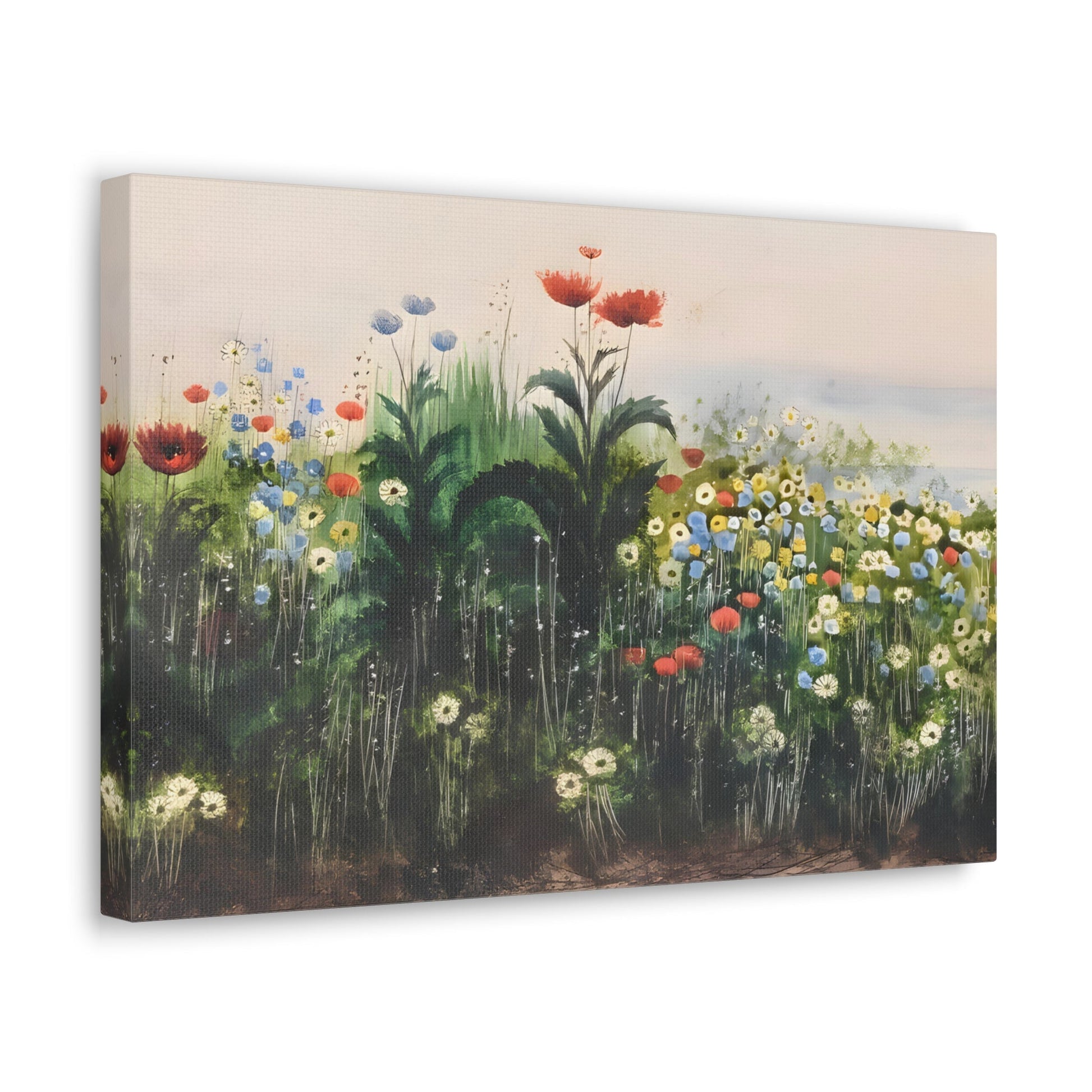 Wildflowers Landscape Canvas Print - Colorful Botanical Floral Nature Wall Art by Andrew Nicholl