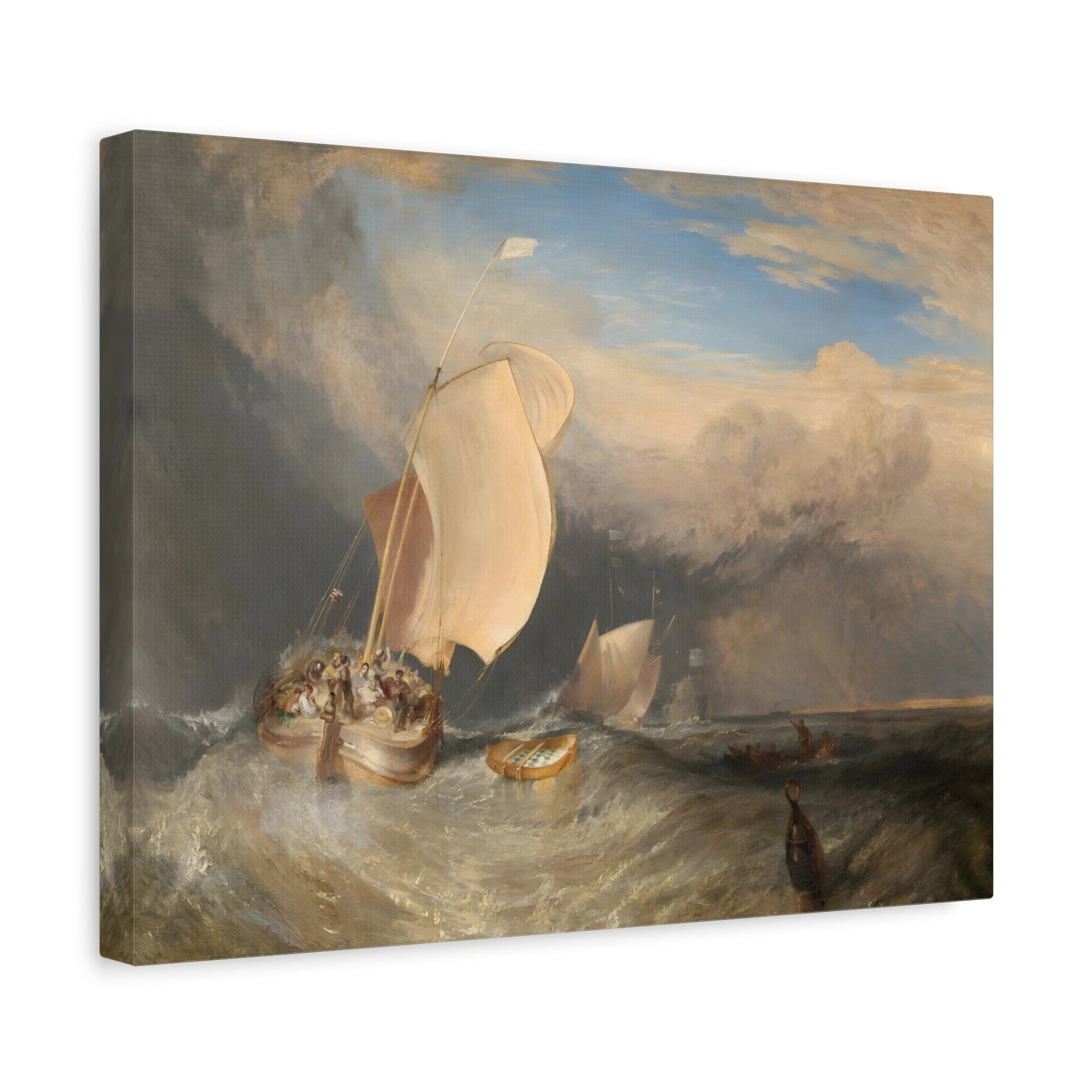 William Turner Fishing Boats Landscape - Watercolor Canvas Wall Art Painting Print