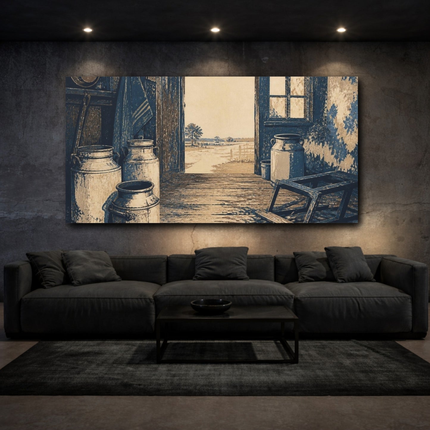 Mockup 3. Abandoned Dairy Room shown as canvas print