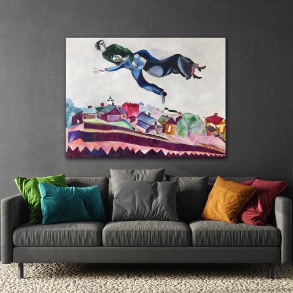 Above the City Canvas Print - Famous Chagall Wall Art Painting - YesArtYes