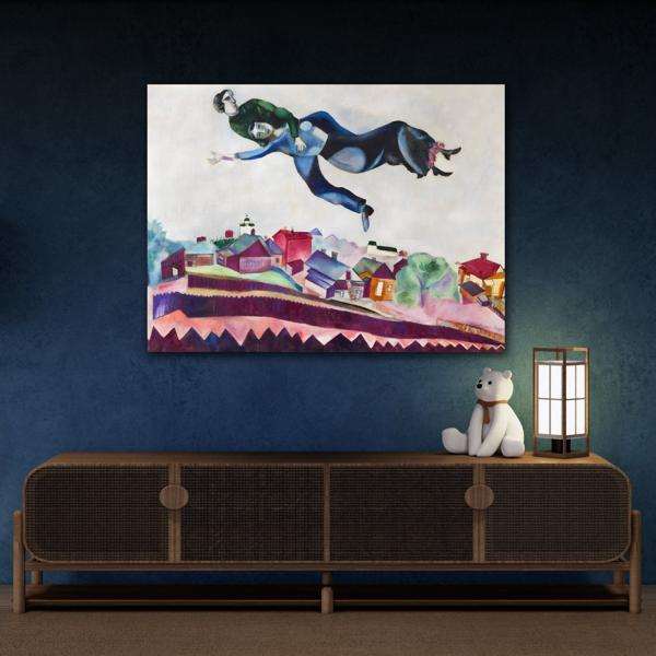 Above the City Canvas Print - Famous Chagall Wall Art Painting - YesArtYes
