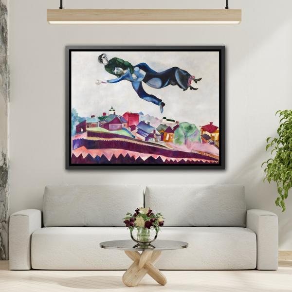 Above the City Canvas Print - Wall Art by Chagall in Exclusive Frame - YesArtYes