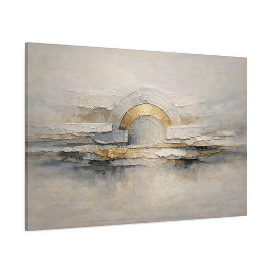 Main Mockup. Abstract Abstract Arch Abstract Gold Grey shown as stretched canvas wall art