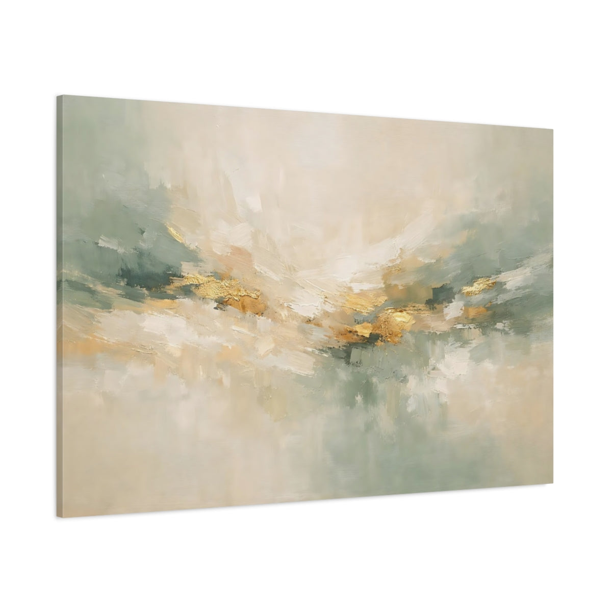 Main Mockup. Abstract Abstract Art Abstract Gold Sage shown as stretched canvas wall art
