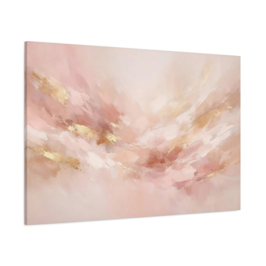 Main Mockup. Abstract Abstract Art Blush Gold Abstract shown as stretched canvas wall art