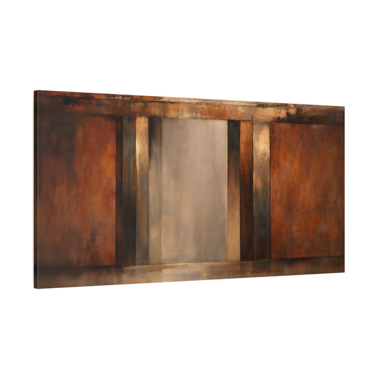 Main Mockup. Abstract Abstract Blocks Brown Grey Abstract shown as stretched canvas wall art