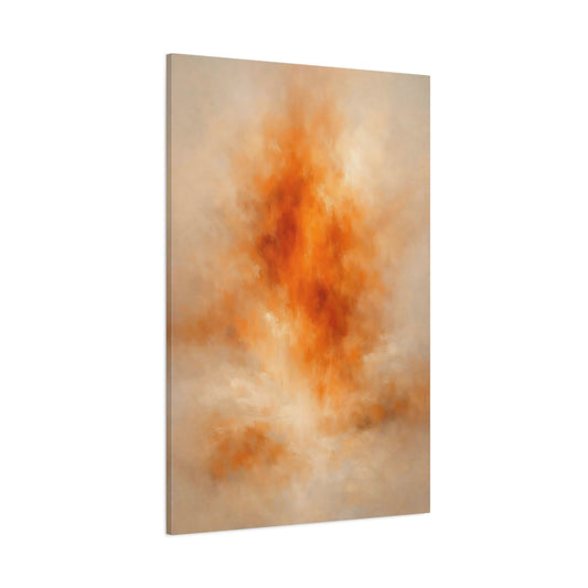 Main Mockup. Abstract Abstract Burst Orange And Tan shown as stretched canvas wall art