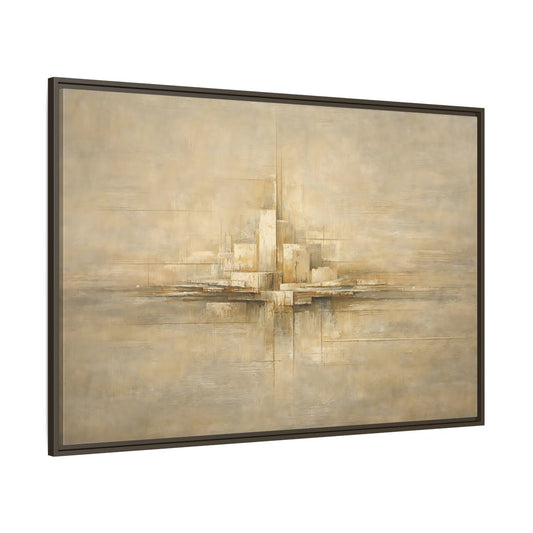 Main Mockup. Abstract Abstract City Beige Abstract shown as stretched canvas wall art