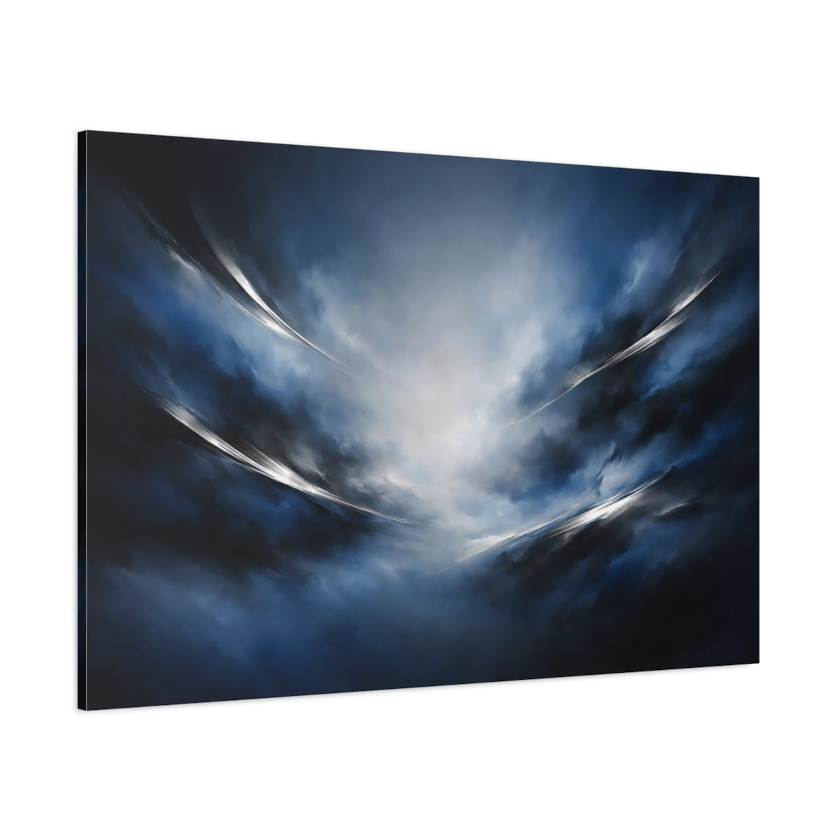 Main Mockup. Abstract Abstract Clouds Blue Abstract shown as stretched canvas wall art