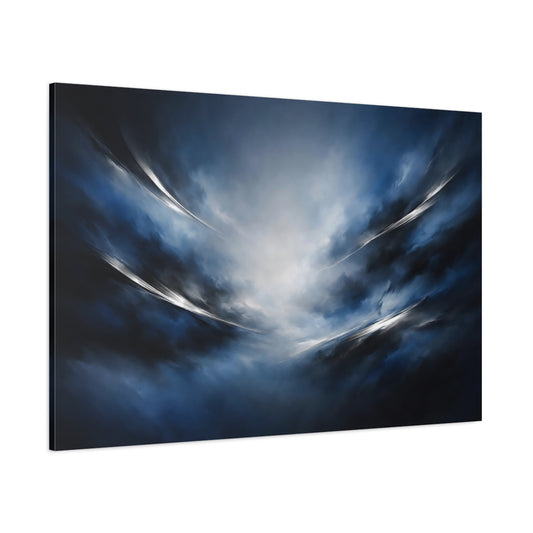 Main Mockup. Abstract Abstract Clouds Blue Abstract shown as stretched canvas wall art