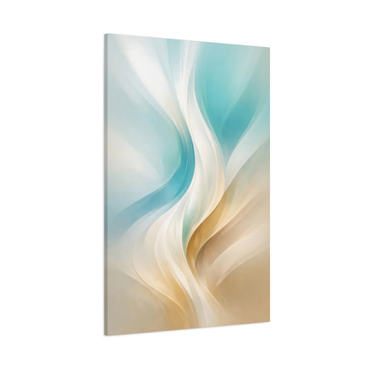 Abstract Abstract Curves Aqua Gold Abstract shown as stretched canvas wall art