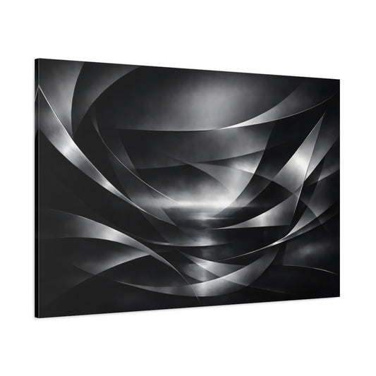 Main Mockup. Abstract Abstract Curves Black And White shown as stretched canvas wall art