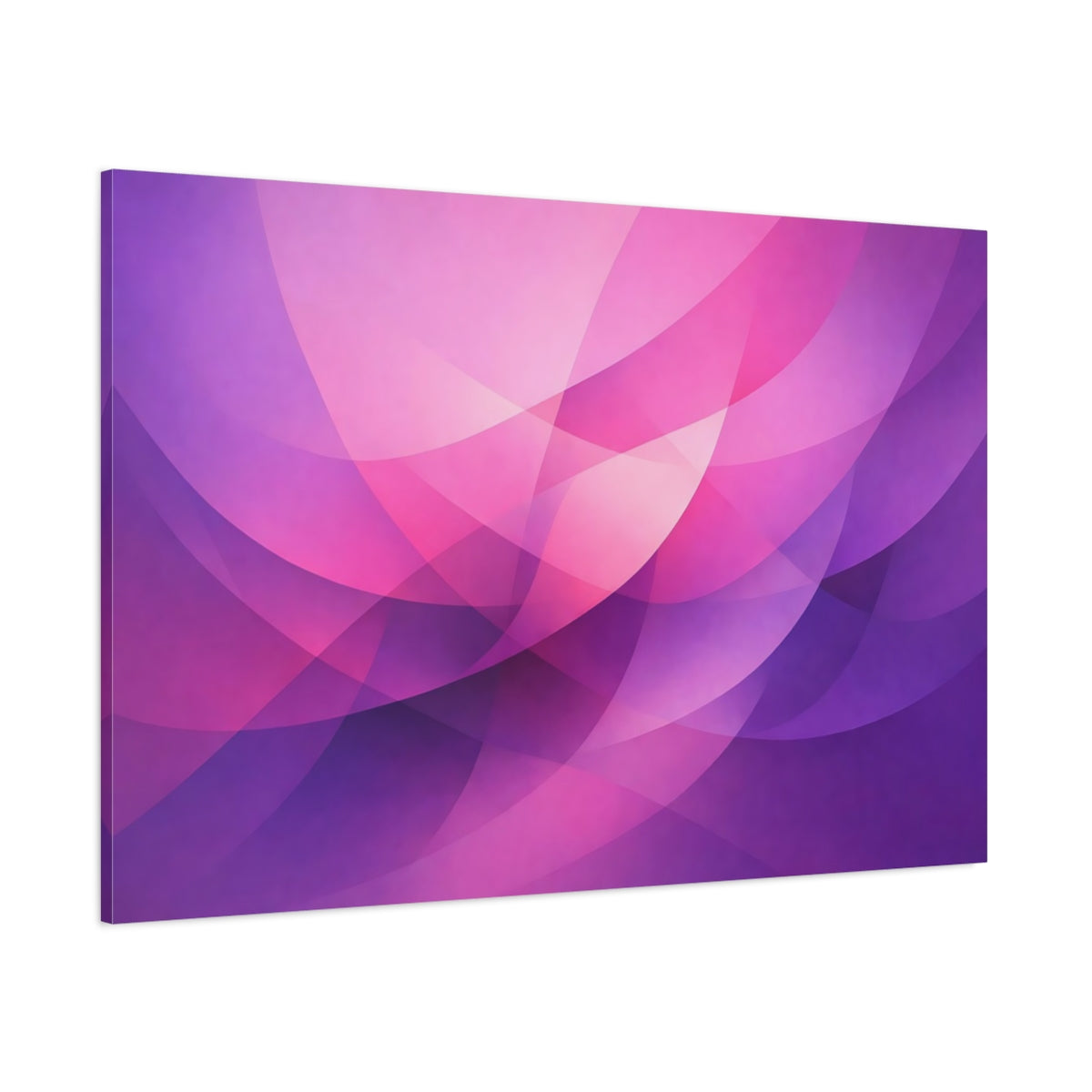 Main Mockup. Abstract Abstract Curves Purple And Pink shown as stretched canvas wall art