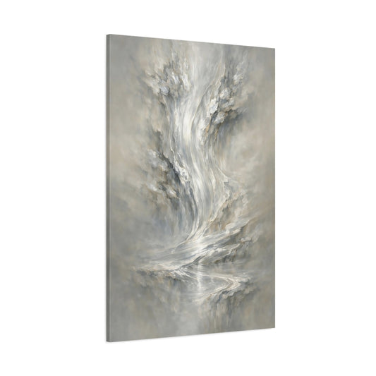 Main Mockup. Abstract Abstract Flow Grey And White Abstract shown as stretched canvas wall art
