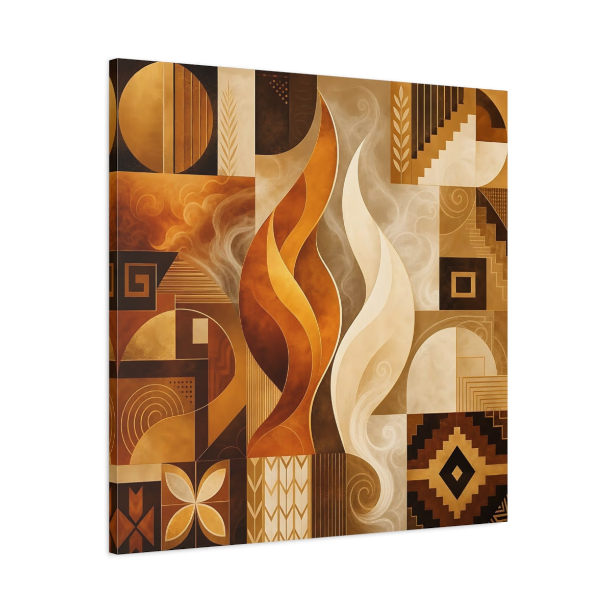 Main Mockup. Abstract Abstract Forms Abstract Gold Brown shown as canvas print
