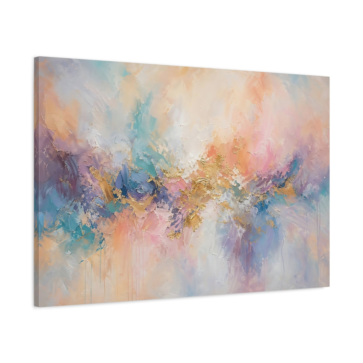 Main Mockup. Abstract Abstract Forms Abstract Pastel Gold shown as stretched canvas wall art