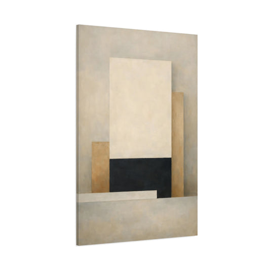 Main Mockup. Abstract Abstract Forms Beige Black Abstract shown as stretched canvas wall art