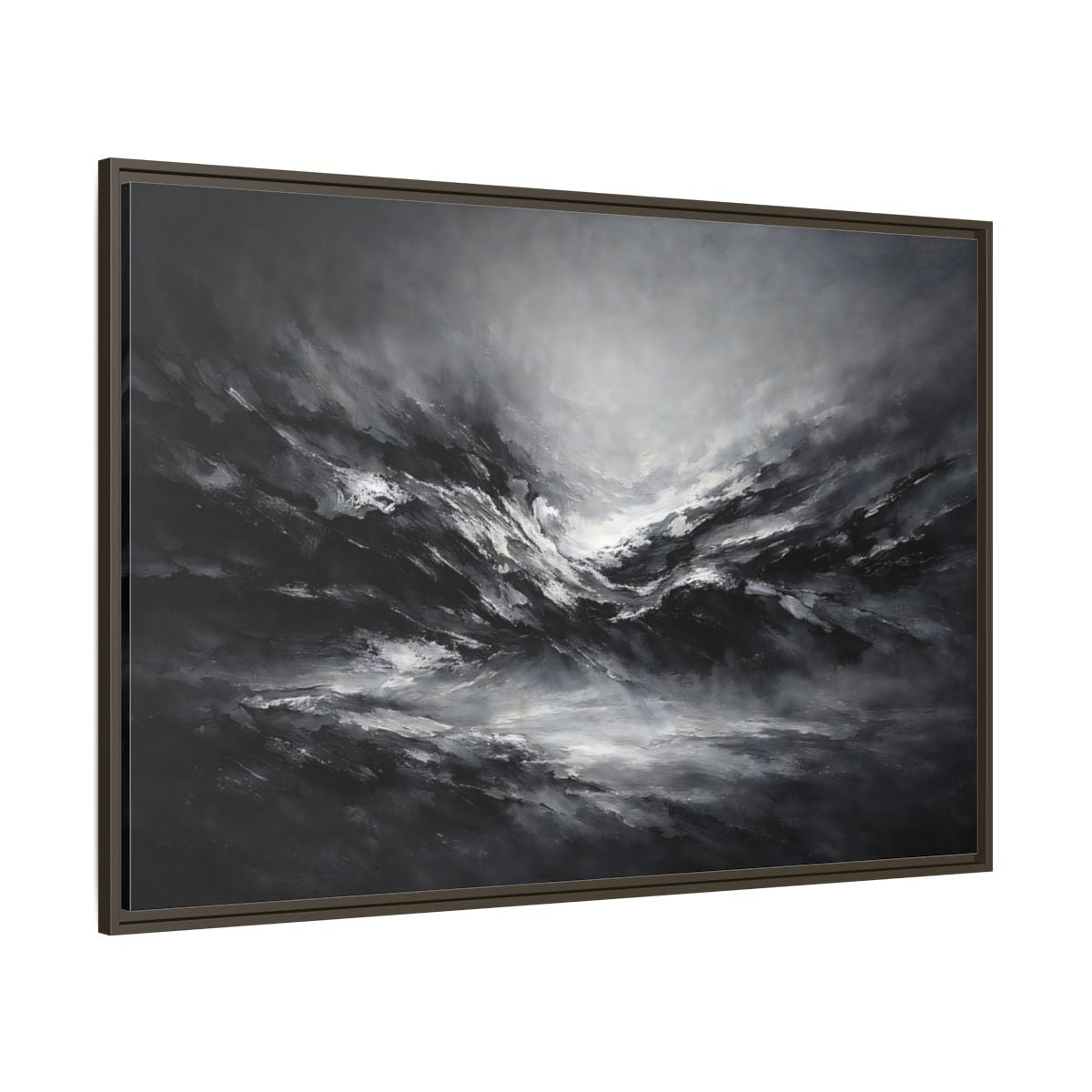 Main Mockup. Abstract Abstract Forms Black And White shown as stretched canvas wall art