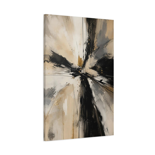 Main Mockup. Abstract Abstract Forms Black Gold Abstract shown as stretched canvas wall art