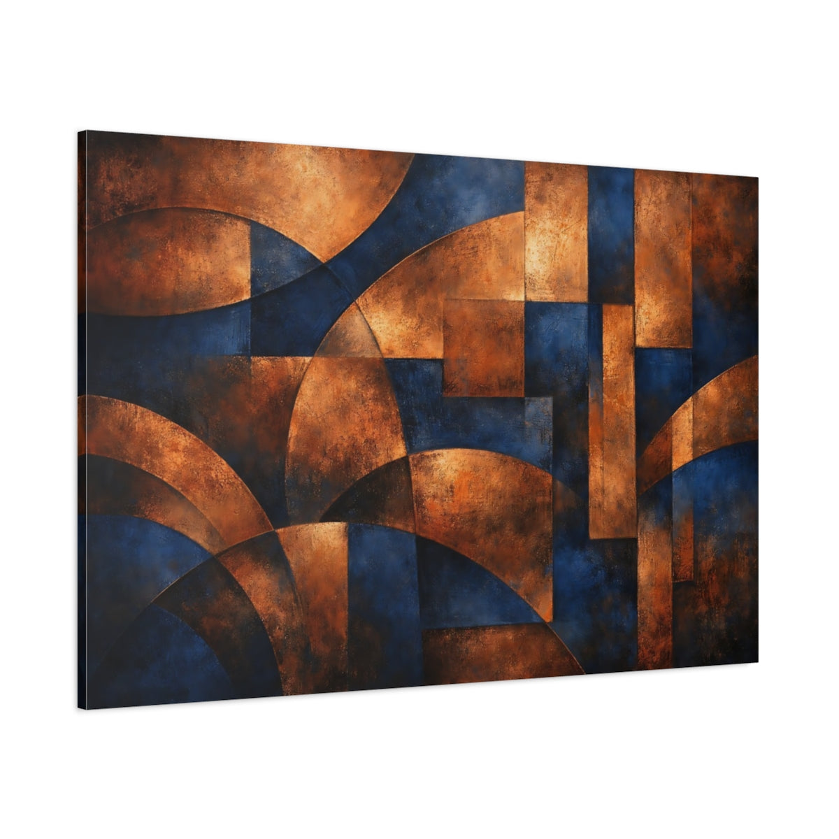 Abstract Copper Blue Art Canvas Wall Art - YesArtYes