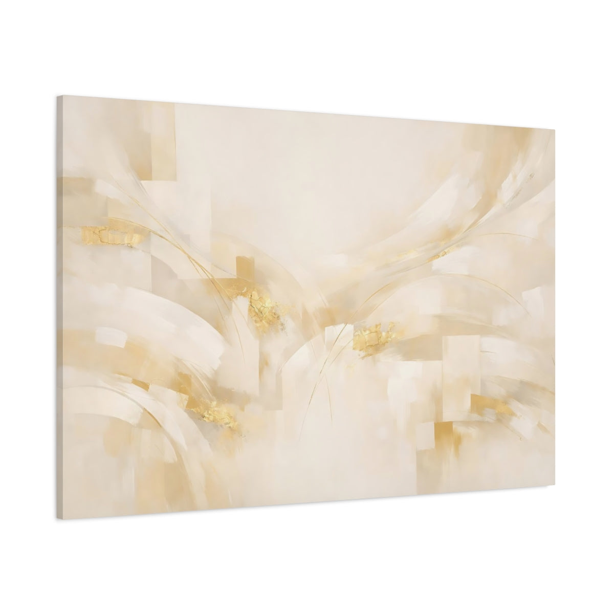 Main Mockup. Abstract Abstract Forms Cream And Gold shown as stretched canvas wall art