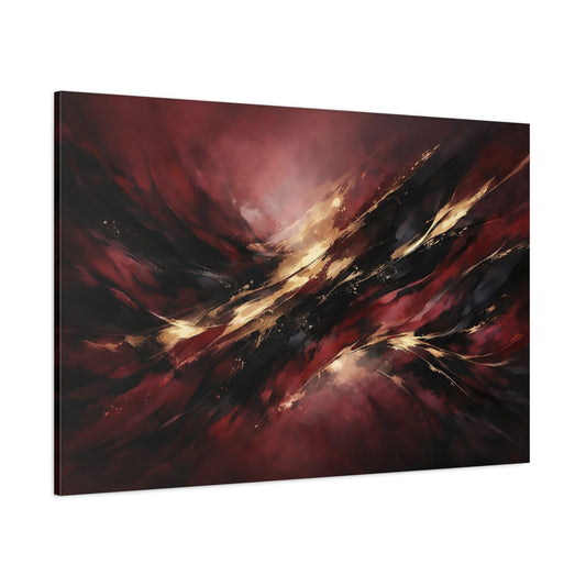 Main Mockup. Abstract Abstract Forms Dark Red Gold shown as stretched canvas wall art